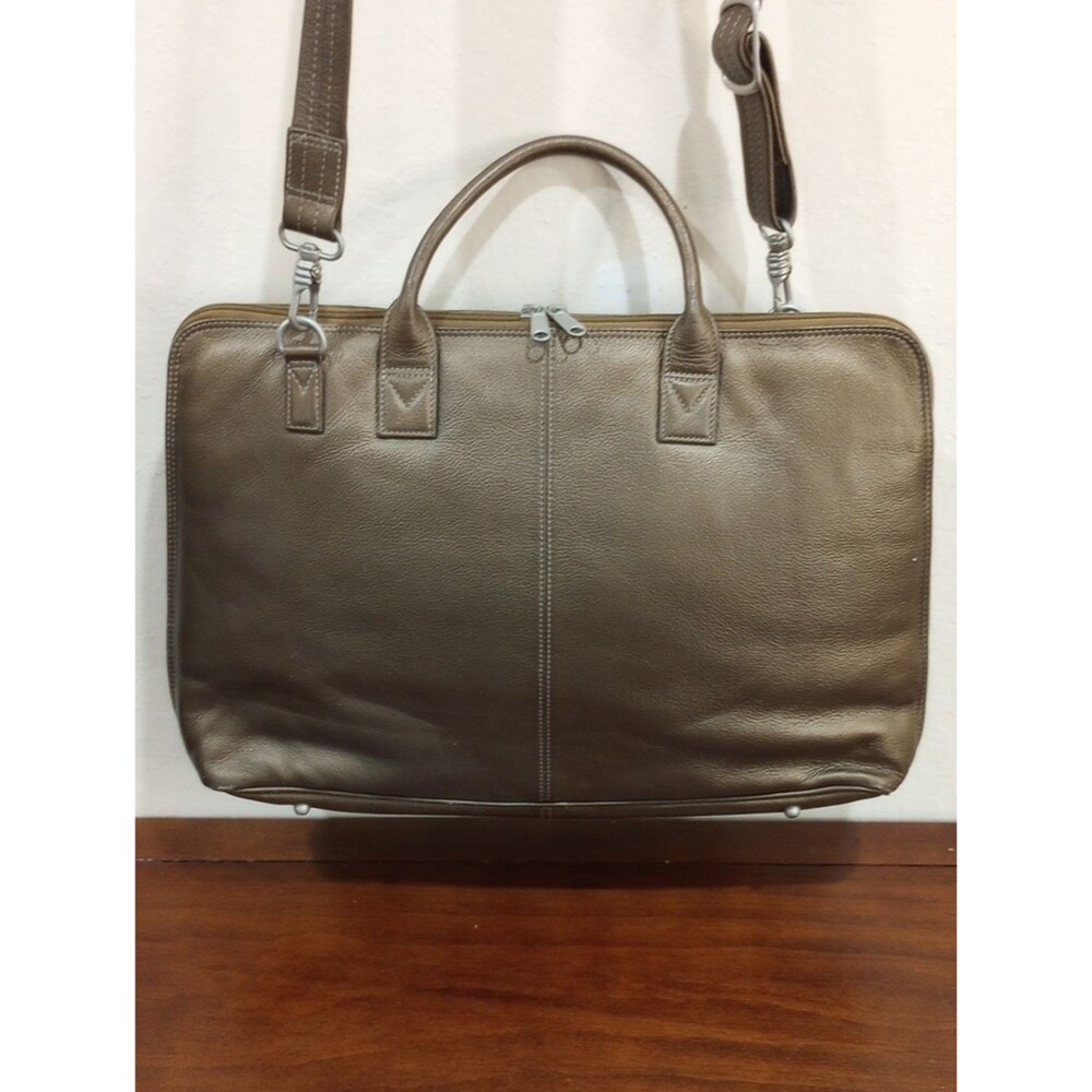 Barneys New York Bronze Leather Briefcase - Vintage! - Picture 5 of 13